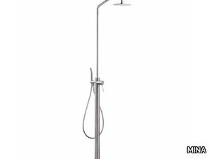 CORSIVO 11802711T - Floor standing stainless steel shower panel with diverter with overhead shower _ MINA