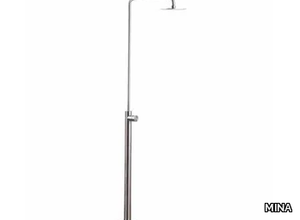 SYNTH 40801T - Floor standing stainless steel shower panel with overhead shower _ MINA