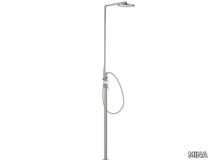 OLIVIA 0802T - Floor standing stainless steel shower panel with overhead shower _ MINA