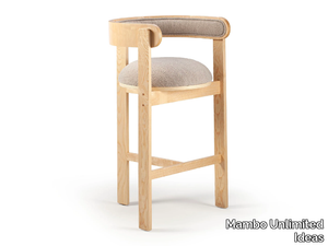 MOULIN - High stool with oak structure and fabric padding _ Mambo Unlimited Ideas