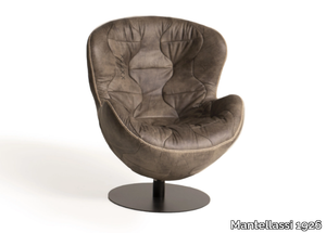 PELÈ - Swivel leather armchair with armrests _ Mantellassi 1926