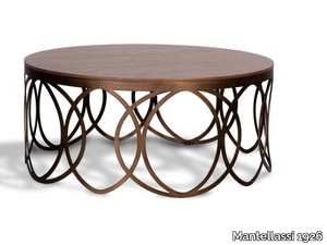 VALZER - Round coffee table with wooden top _ Mantellassi 1926