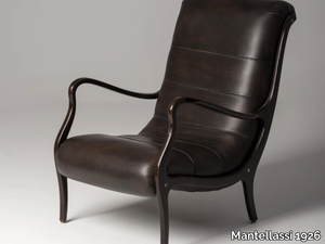 ESSE - Beech and leather armchair with armrests _ Mantellassi 1926