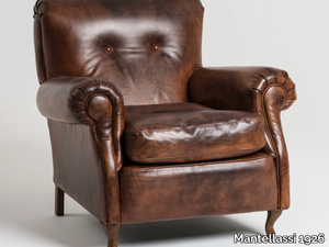 ROMA - Leather armchair with armrests _ Mantellassi 1926