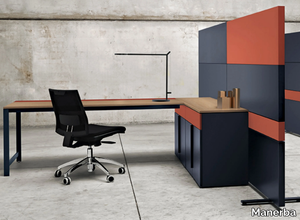 K-WORD - L-shaped office desk with shelves _ Manerba