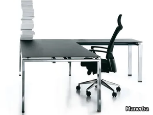 CLICK - L-shaped satin glass office desk _ Manerba