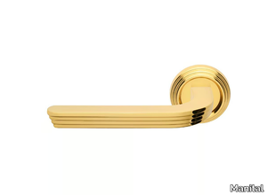 CLOUD DUE - Brass door handle with lock on rose _ Manital