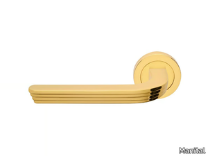 CLOUD - Brass door handle with lock on rose _ Manital