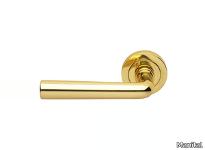 IDRO - Brass door handle with lock on rose _ Manital