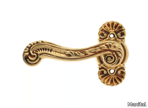 VICTORIA - Brass door handle with lock on rose _ Manital