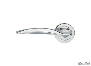 WIND - Brass door handle with lock on rose _ Manital