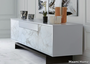 GRAMMI S CALACATTA - Sideboard in marble and wood with drawers _ Maami Home