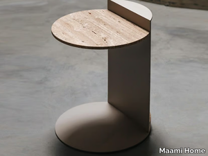 LINEA TRAVERTINE - Low table in natural stone and aluminum _ Maami Home