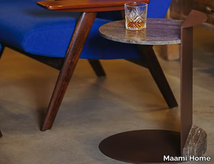 LINEA BLACK TRAVERTINE - Travertine side table _ Maami Home