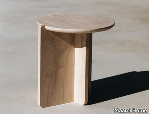 NOTCH TRAVERTINE - Low round natural stone coffee table _ Maami Home