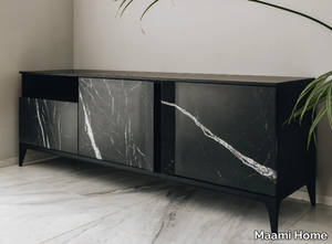 STORM NERO MARQUINA - Sideboard in marble and wood with hinged door _ Maami Home