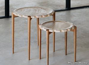 CLOCK TRAVERTINE - Low round natural stone coffee table _ Maami Home