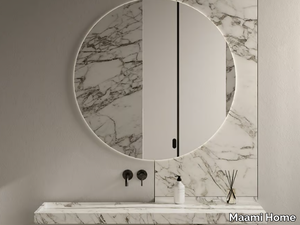 BALI - Wall-mounted rectangular Arabescato marble washbasin _ Maami Home