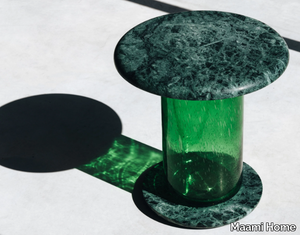 BUBBLE GREEN GUATEMALA - Low round coffee table in marble and blown glass _ Maami Home