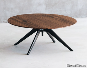 DIAMERISMA WALNUT - Low round wooden coffee table _ Maami Home