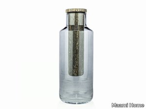 HANDLE GLASS BLACK TRAVERTINE - Vase / air freshener in natural stone and glass _ Maami Home