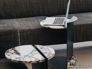 LINEA CALACATTA VIOLA - Low service table in marble and aluminum _ Maami Home