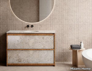 NORDIC WOOD - Floor-standing marble vanity unit with integrated washbasin _ Maami Home