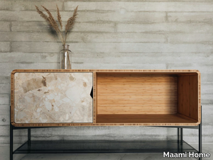 RICH LP KUNIS BRESCIA - Sideboard in bamboo and marble by Kunis Brescia with hinged _ Maami Home