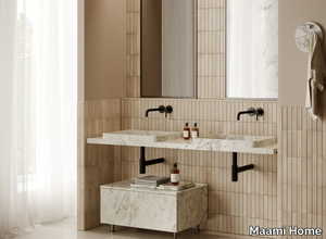 TUAMOTU DOUBLE - Wall-mounted double marble washbasin with drawers _ Maami Home