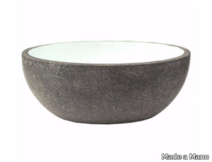 AQ2 - Countertop oval lava stone washbasin _ Made a Mano