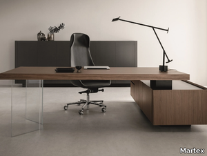 KYO - L-shaped rectangular wooden office desk with drawers _ Martex