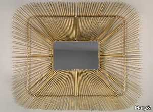 MASK PARALLEL - Rectangular wall-mounted brass mirror _ Mary&