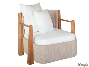 MINERVA - Upholstered teak armchair with armrests _ Mary&