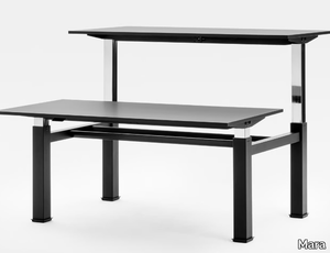 FOLLOW BENCH - Height-adjustable rectangular office desk with cable management _ Mara