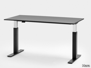 FOLLOW DESK - Height-adjustable rectangular office desk with cable management _ Mara