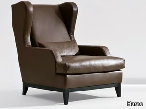 GREY - Leather armchair with armrests _ Marac