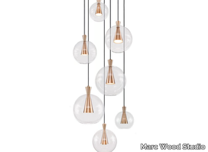 CONE CLUSTER 7 - LED brass and glass pendant lamp _ Marc Wood Studio