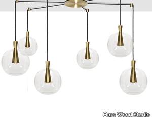 CONE CLUSTER 6 - LED brass and glass chandelier _ Marc Wood Studio