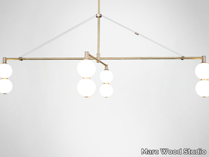 ECHO CHANDELIER LINEAR 4 - LED brass and glass pendant lamp _ Marc Wood Studio