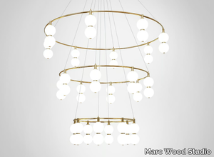 ECHO CHANDELIER 3 TIER ROUND - LED brass and glass chandelier _ Marc Wood Studio