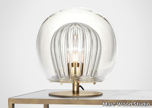 PLEATED CRYSTAL CLEAR - LED handmade Borosilicate glass table lamp _ Marc Wood Studio