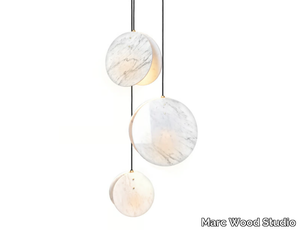 SHELL 3 PIECE - LED Carrara marble pendant lamp _ Marc Wood Studio