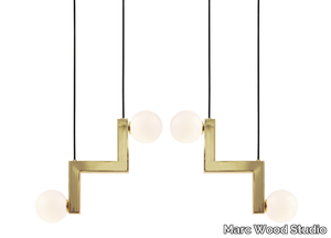 ZIG 2 PIECE - LED brass and opal glass pendant lamp _ Marc Wood Studio