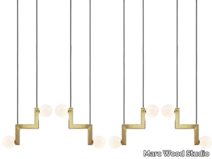 ZIG 4 PIECE - LED brass and opal glass pendant lamp _ Marc Wood Studio