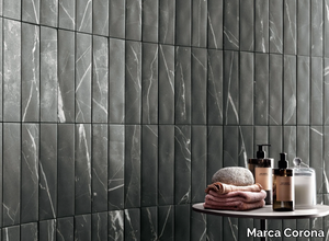 MINIATURE SCULTOREA DARK DIAMOND - Porcelain stoneware wall tiles with marble effect _ Marca Corona