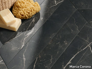 SCULTOREA CHEVRON DARK DIAMOND - Porcelain stoneware wall/floor tiles with marble effect _ Marca Corona