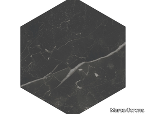 SCULTOREA ESAGONA DARK DIAMOND - Porcelain stoneware wall/floor tiles with marble effect _ Marca Corona