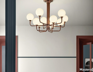 TEE PL5+5 RD 120 - Murano glass and metal ceiling lamp _ Masiero