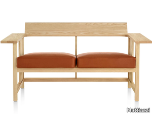 MC10 CLERICI - Upholstered oak bench with back _ Mattiazzi