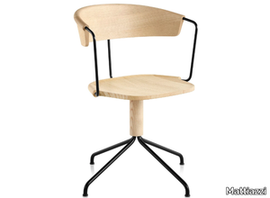 MC9 UNCINO - Swivel trestle-based steel and ash wood chair _ Mattiazzi